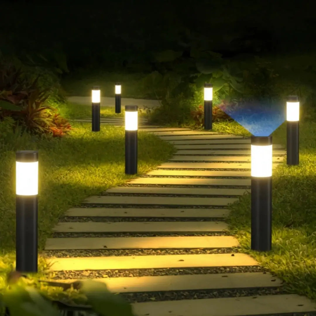 Solar Stainless Steel LED Modern Pathway Lights Upgraded Courtyard Outdoor Garden Cylindrical Lawn Light Outside Walkway Decor from PriceLows™
