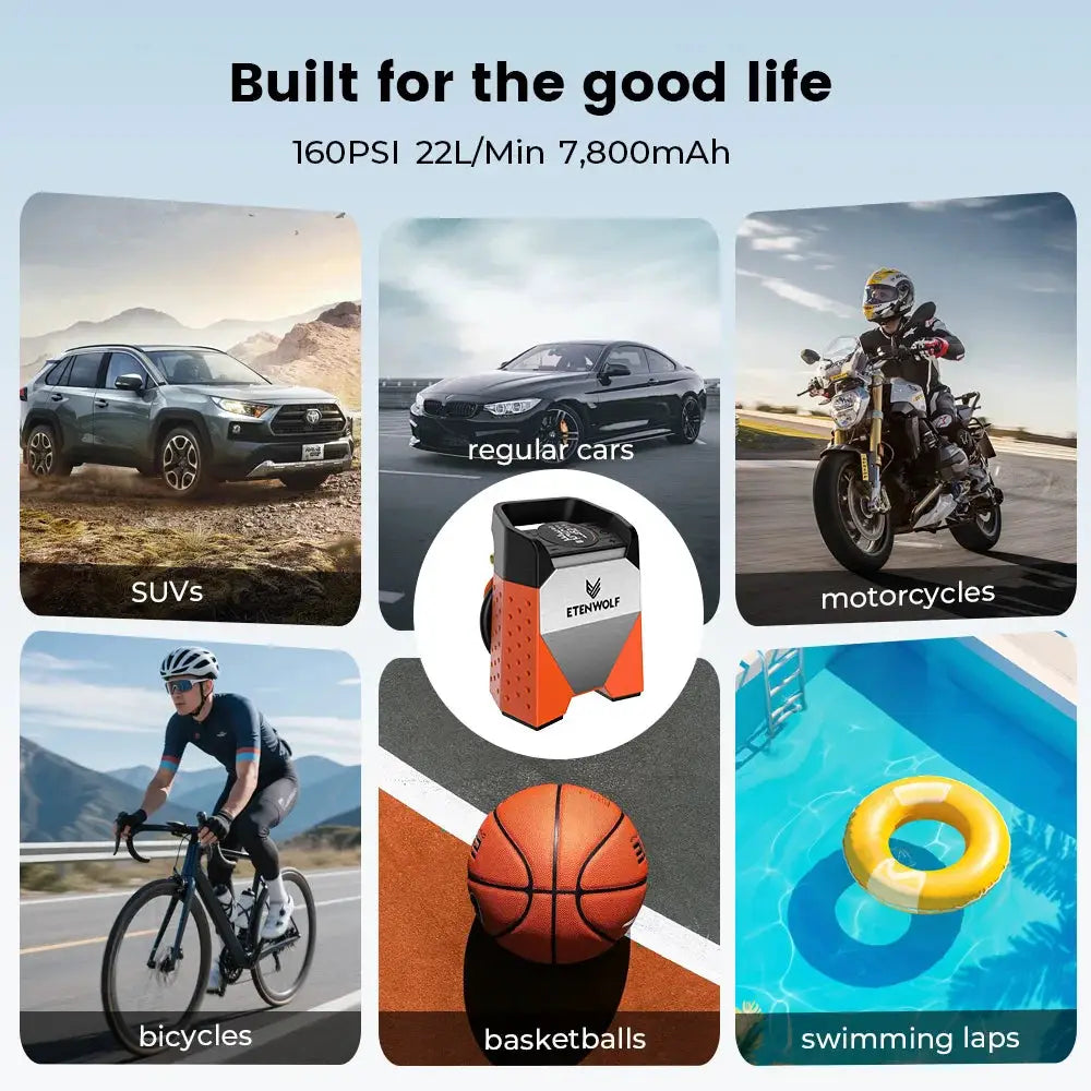 Portable Tire Inflator | 7800mAh Battery | 100 Percent Duty Cycle | S3C