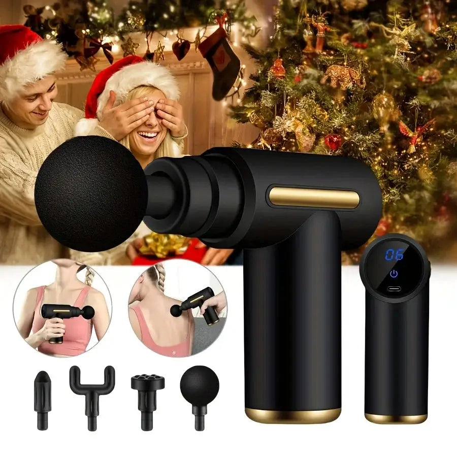 1pc Powerful Cordless Massage Gun with LED Display - Deep Tissue Muscle Relaxer, 4 Interchangeable Heads,1200mAh Lithium Battery from PriceLows™