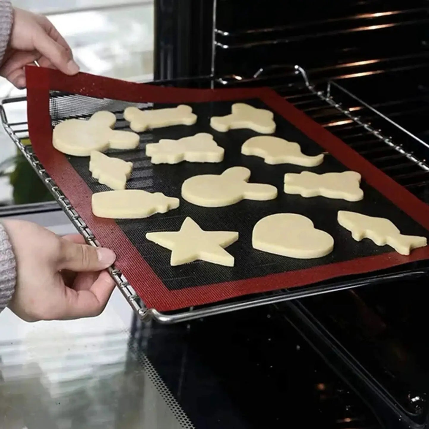 Perforated Silicone Baking Mat, with Puff & Round Patterns, Reusable Non-stick Oven Liner, for Cookies Macaron Bread, 2 Sides from PriceLows™