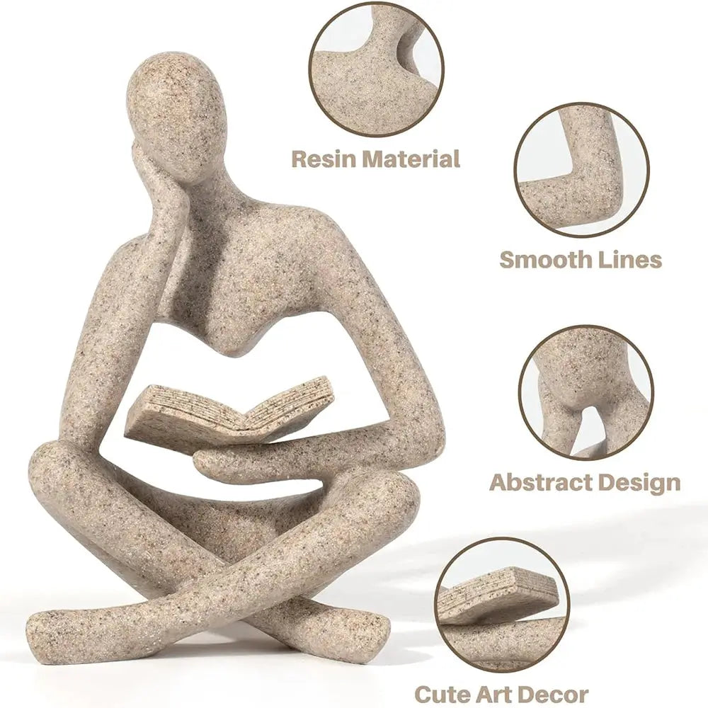 Bookshelf Decor Home Decor - Person Who is Thinking Abstract Thinker Sculpture Figurine Statue Resin Modern Reading Decoration from PriceLows™