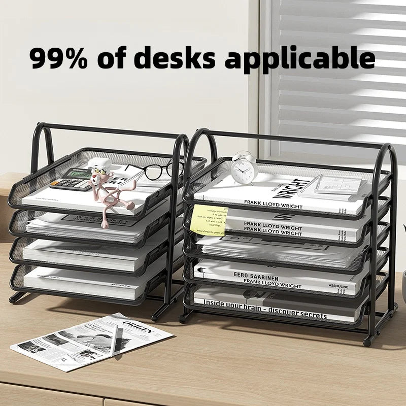Metal Mesh File Tray | Four Layer | Drawer Type | Office Desk Use