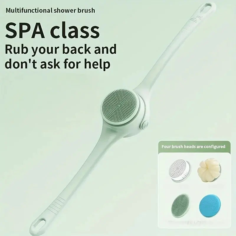 Hot Selling USB Electric Long Handle Silicone Bath Brush Electric Rotating Body Shower Cleaner Brush for Body with 4 Brush Heads from PriceLows™