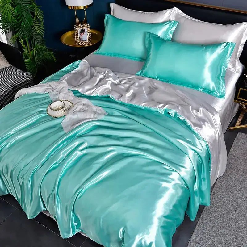 Satin Bedding Set | 100Gsm Silky Finish | Duvet Cover Set | Queen King Size
