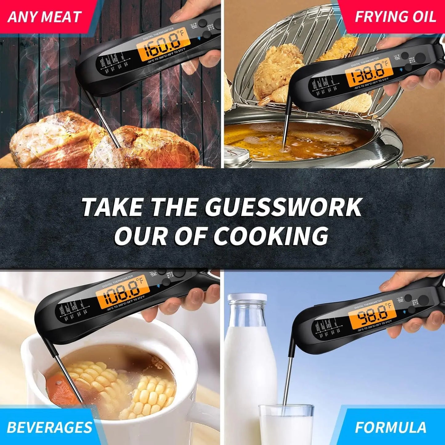 Digital Meat Thermometer | 2 Probes | Waterproof | Kitchen BBQ