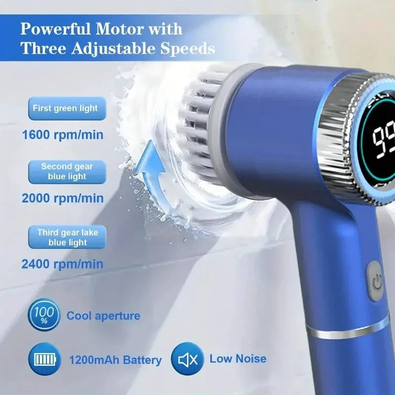 Electric Spin Scrubber | Five Brush Heads | Three Speed | Rechargeable Handheld