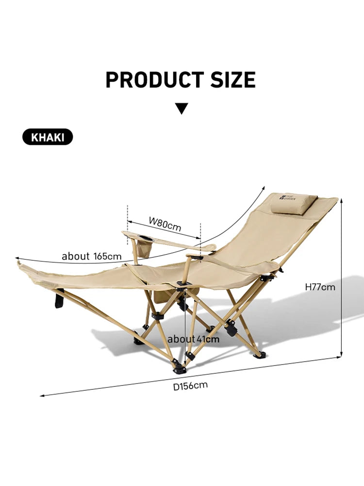 Reclining Camping Chair | 2-in-1 Design | Adjustable Backrest | Beach