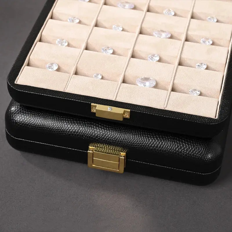 Oirlv Black Jewelry Organiser Boxes PU Leather Ring Earring Jewelry Set Box Jewel cases of precious metal Storage Box Gifts Box from PriceLows™