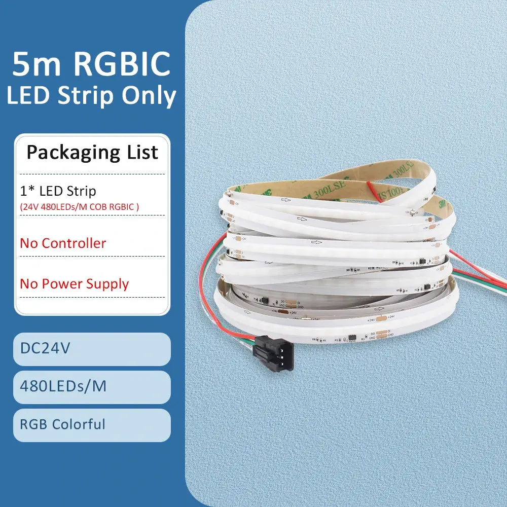 RGBIC COB LED Strip WS2811 24V 480 Diodes 5M 10M 15M 20M RGB IC Chasing Effect Lights Tape Diode Ribbon Lamp for Room Decoration from PriceLows™