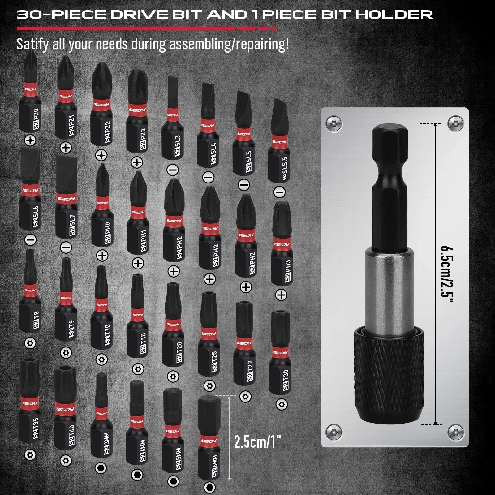 SEDY 64-Piece 1/4" Drive Impact Socket Wrench Driver-Bits Set Cr-V Metric&SAE Deep and Shallow Socket Set S2 Power Bits from PriceLows™