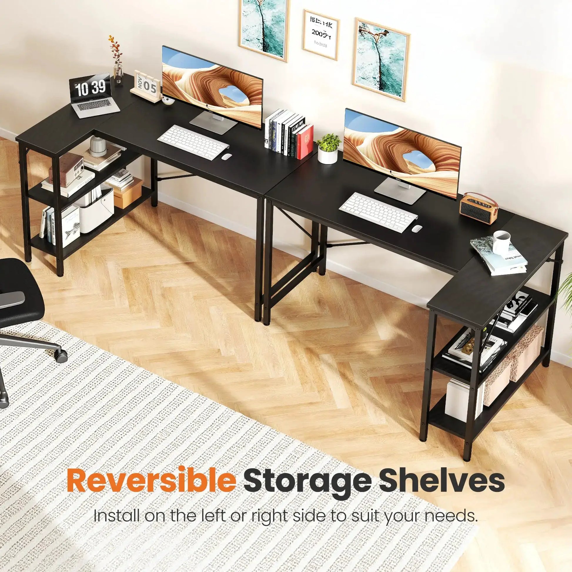 JHK L Shaped Desk 47 Inch Computer Desk Gaming Furniture Corner Desks Home Office PC Table with Reversible Storage Shelves from PriceLows™