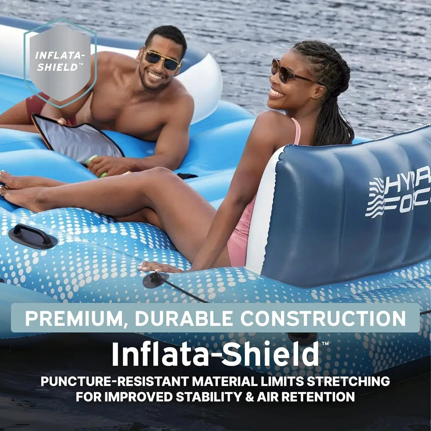 Inflatable Lounger | 6 Person Capacity | Customizable Lake Float | Large