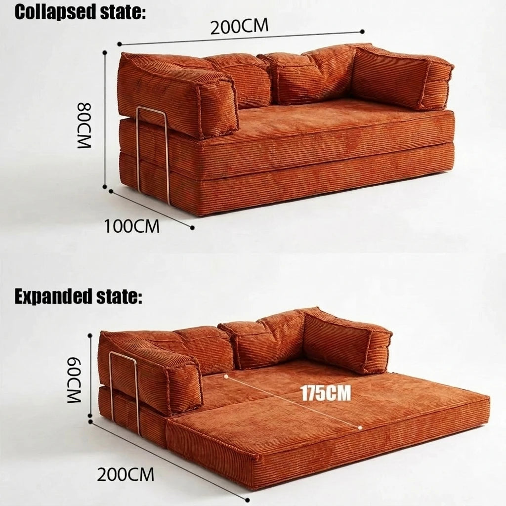 Foldable Sofa Bed | Stainless Steel Armrests | 1.8m, 2m, 2.2m | Living Room