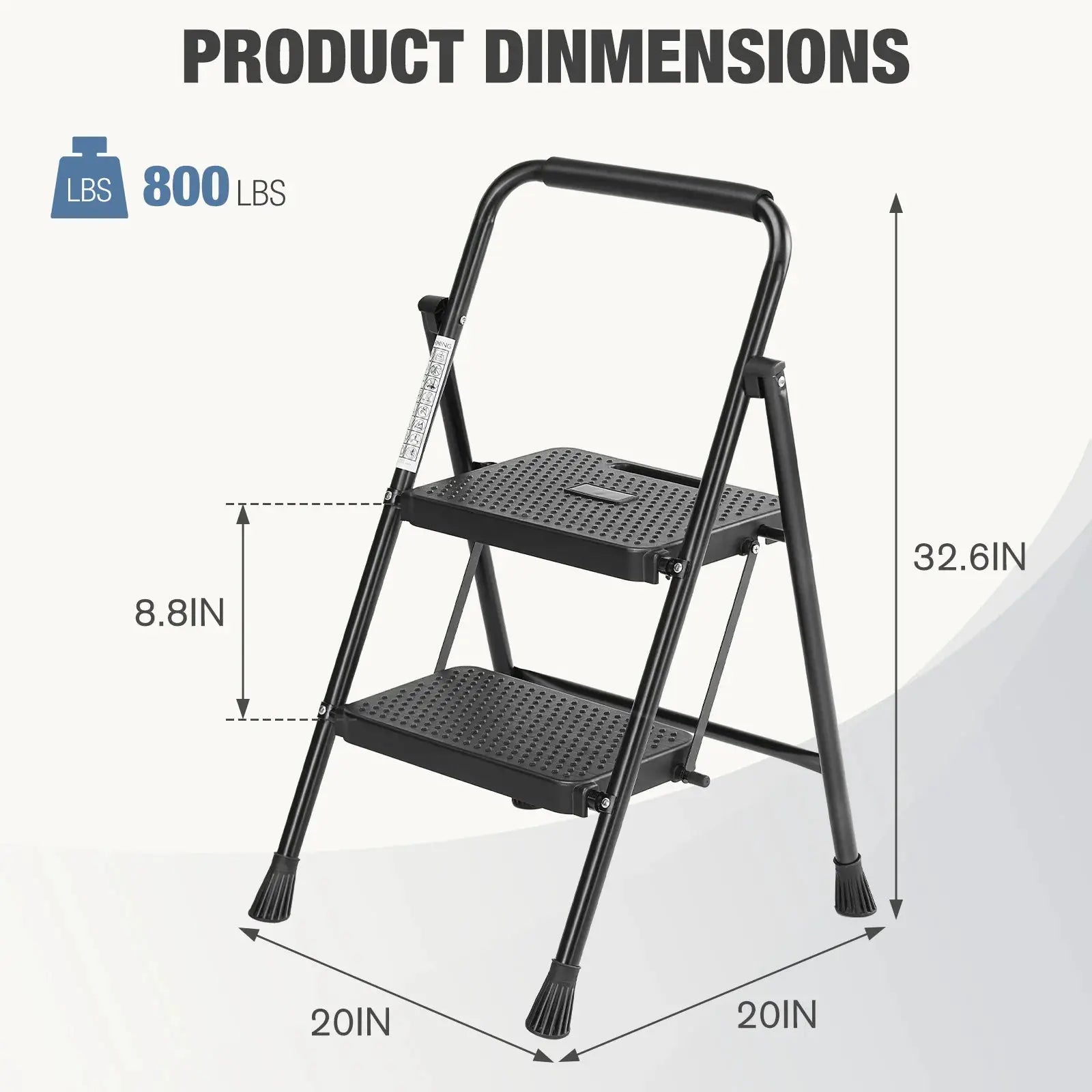 JHK Folding 2/3 Step Ladder Stool with Anti-Slip Pedal 800lbs Capacity Sturdy Steel Portable Cushioned Handle for Kitchen Home from PriceLows™