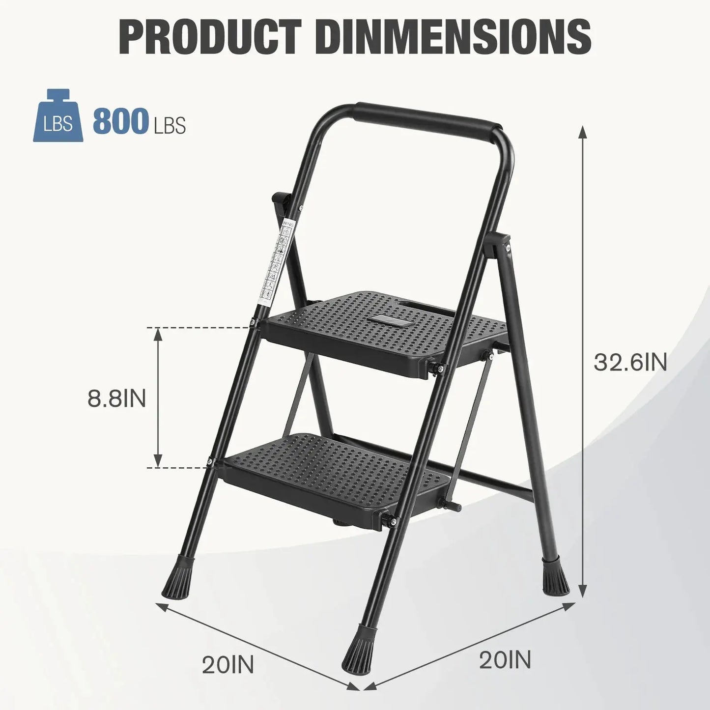 JHK Folding 2/3 Step Ladder Stool with Anti-Slip Pedal 800lbs Capacity Sturdy Steel Portable Cushioned Handle for Kitchen Home from PriceLows™