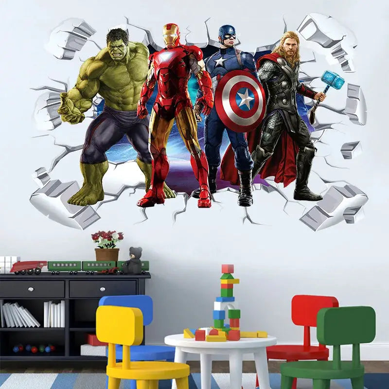 3D Wall Sticker | Size 60x40 cm | Avengers | Hulk Iron Man Captain America Thor