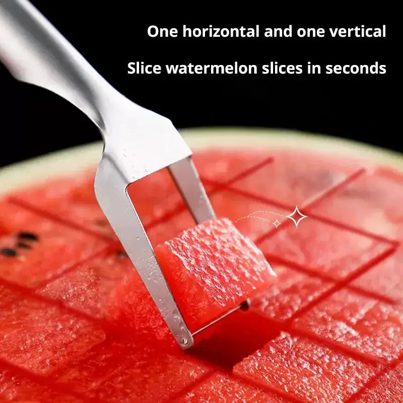 1pc Multi-purpose Portable 2In1 Watermelon Fork Slicer Watermelon Slicer Cutter Knife Stainless Steel Kitchen Fruit Cutting Fork from PriceLows™