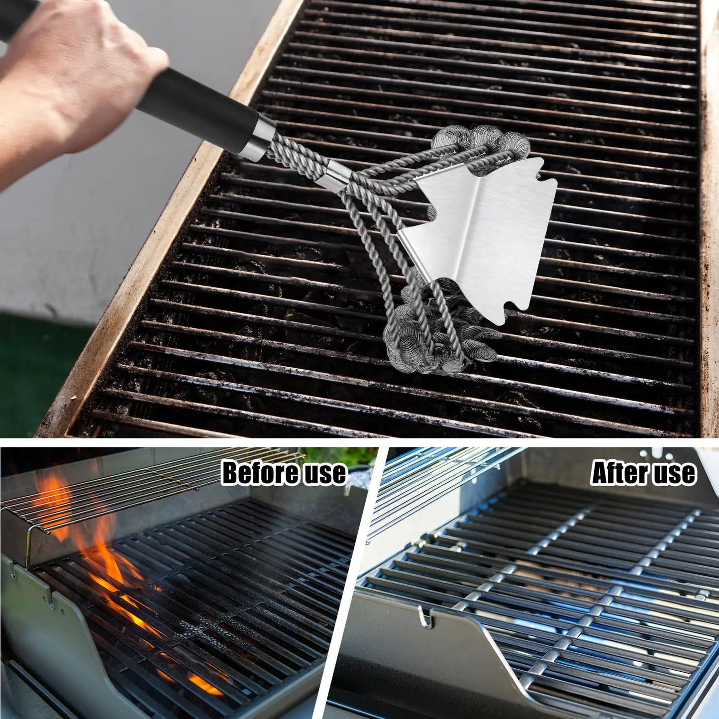 BBQ Grill Brush | Stainless Steel | Bristle Free | 1 Count