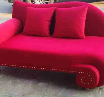 Sofa | Velvet Burgundy | French Curved Medieval Design | 3-Seater, L-Shaped