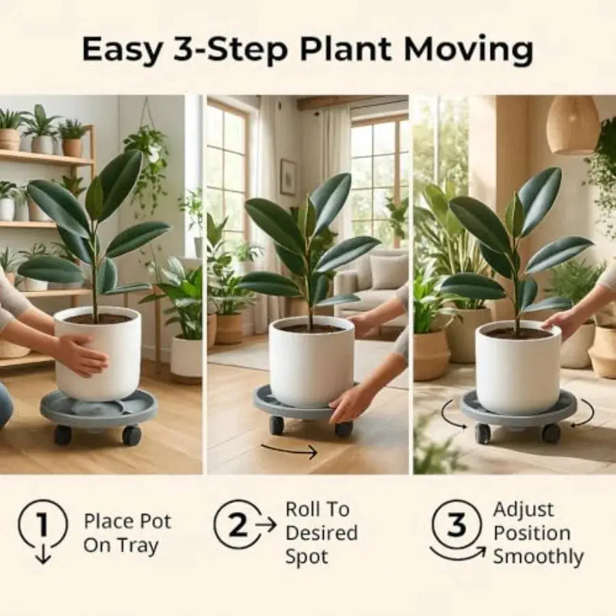 Rolling Plant Stand with Wheels 3 Pack Plant Caddy with Wheels Heavy Duty Plant Dolly Roller Base with Wheels Round Flower Pot from PriceLows™