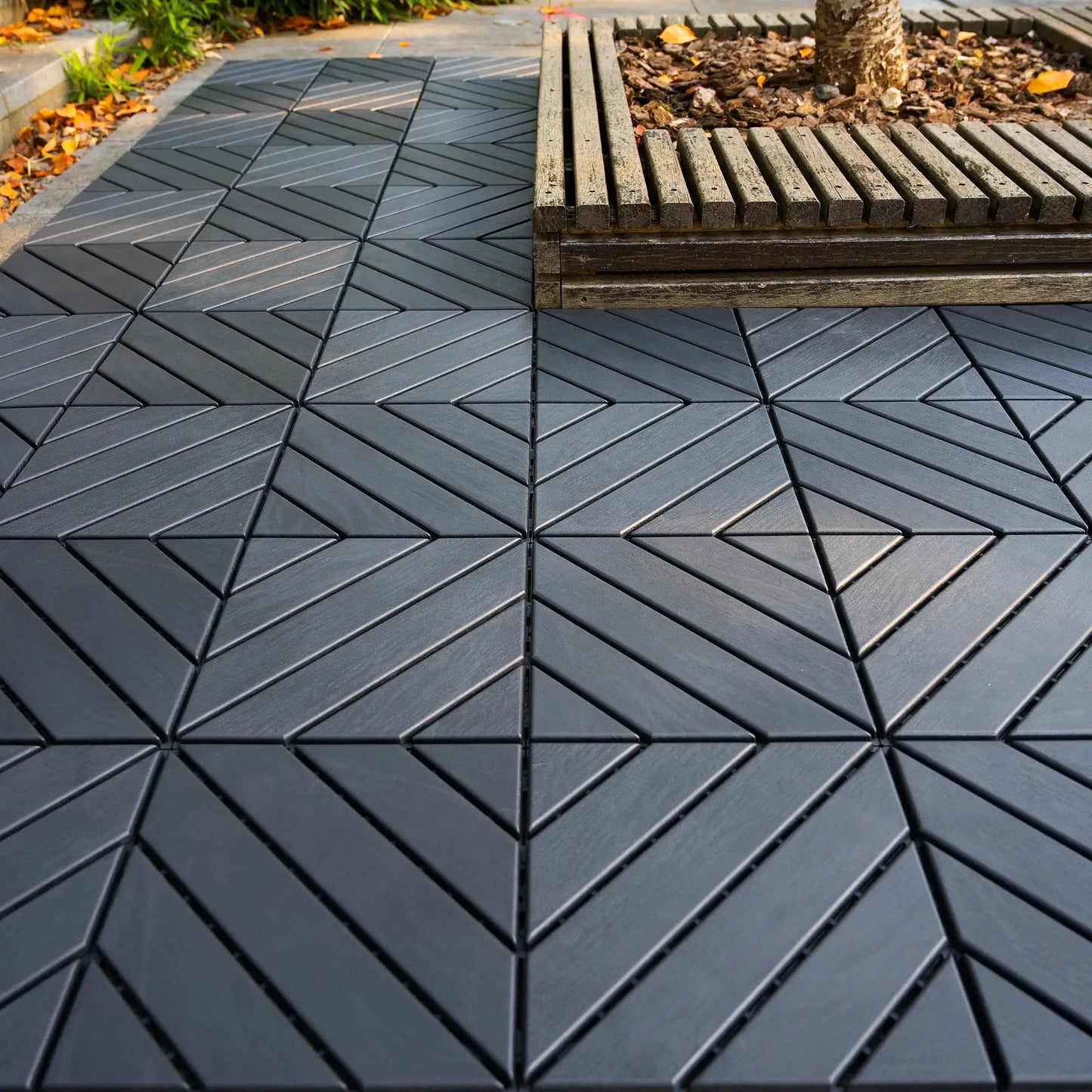Plastic Interlocking Deck Tiles,44 Pack Patio Deck Tiles,12"x12" Square Waterproof Outdoor All Weather Use, Patio Decking Tiles from PriceLows™