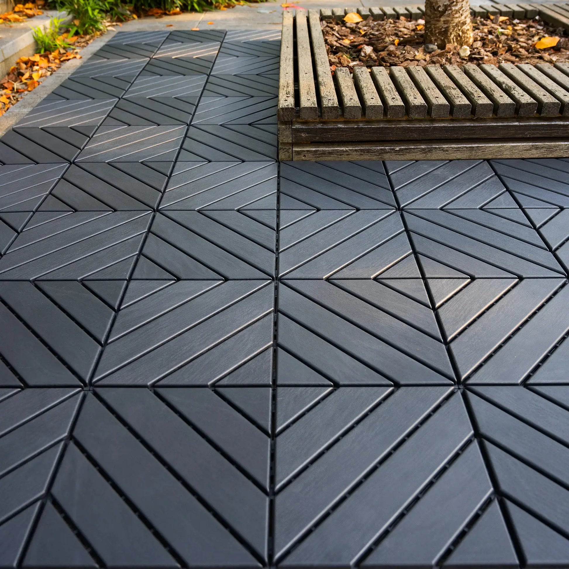 Plastic Interlocking Deck Tiles,44 Pack Patio Deck Tiles,12"x12" Square Waterproof Outdoor All Weather Use, Patio Decking Tiles from PriceLows™