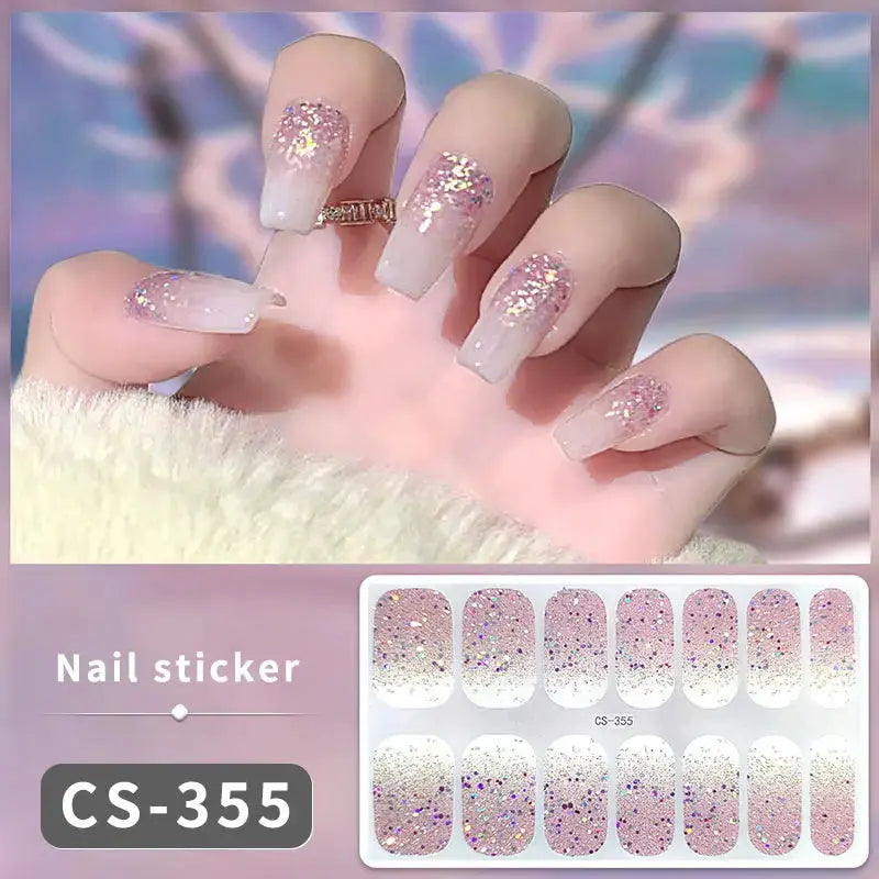 14/16Tips Full Cover Gradient Nail Stickers Multi Color Self Adhesive Slider No Need UV Lamp Cured Press ON Nail Decal from PriceLows™