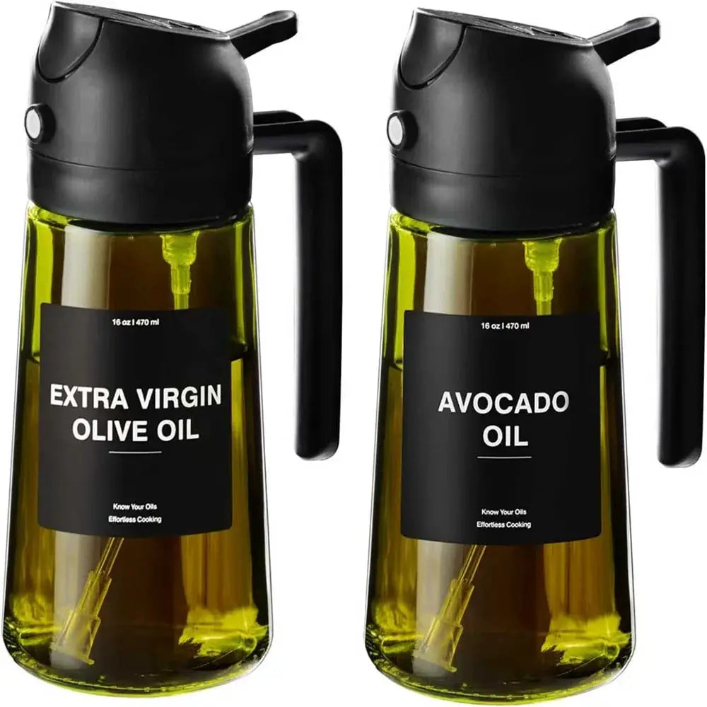 470 ml Oil Sprayer for Cooking,2-in-1 Olive Oil Dispenser and Oil Spray Bottle,Oil Spray with Stickers,Thick Glass Spray Bottle from PriceLows™