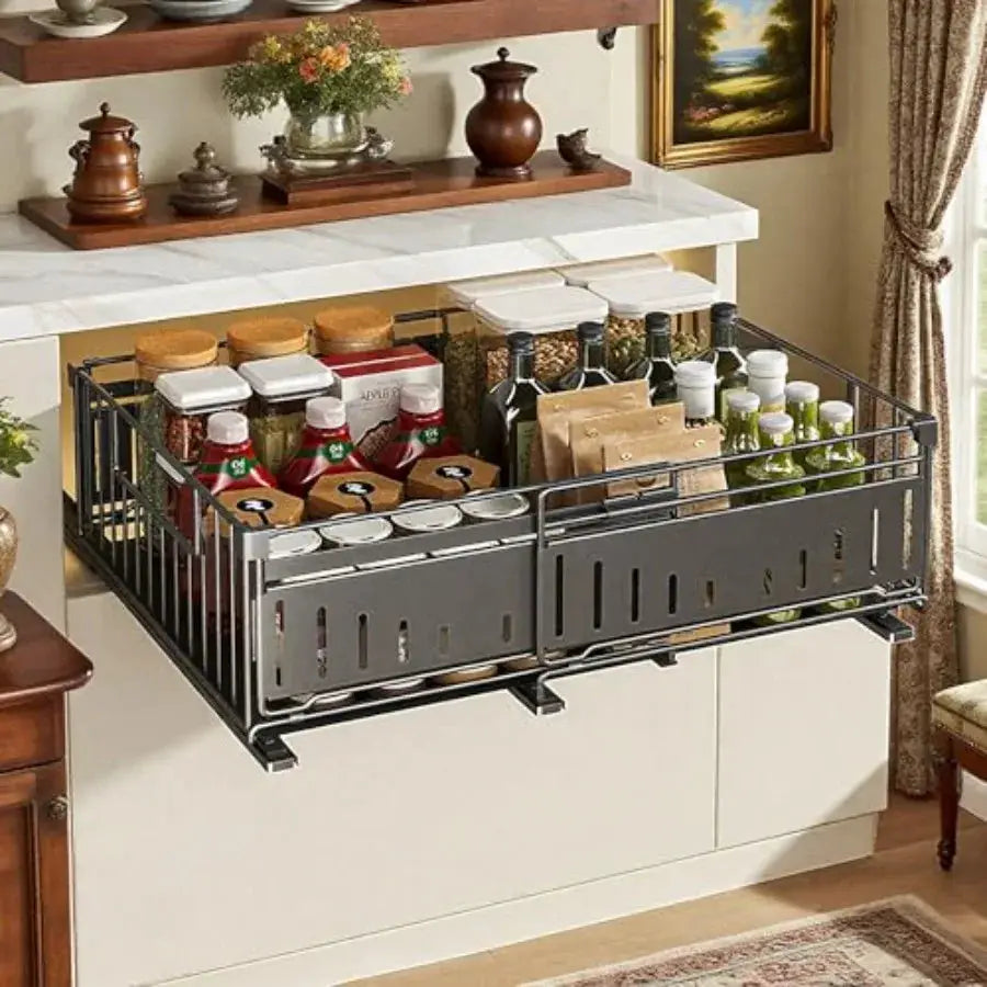 Under Sink Pull-Out Cabinet Organizer for Kitchen and Bathroom Cabinet Storage - Metal Expandable Drawers 12.8-19.49in Width Su from PriceLows™