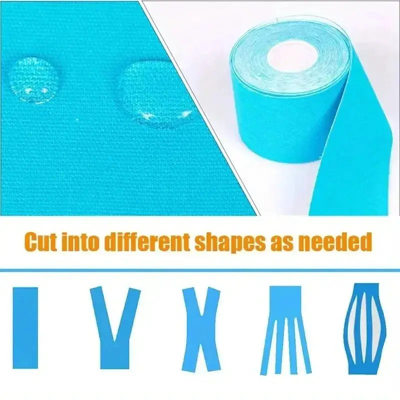 Kinesiology Tape Stickers | Cotton Spandex | Waterproof Athletic Bandage | Sky Blue