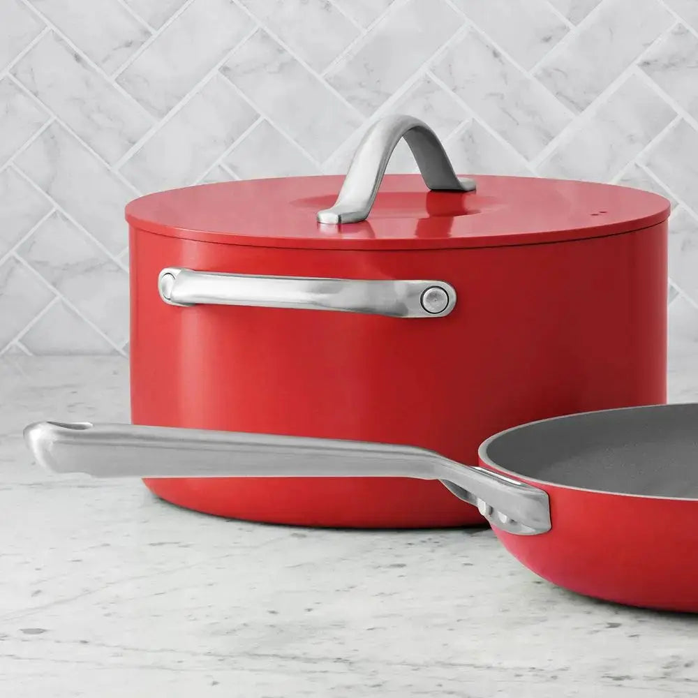 11-Piece Ceramic Cookware Set, Red, 23x15x11 from PriceLows™