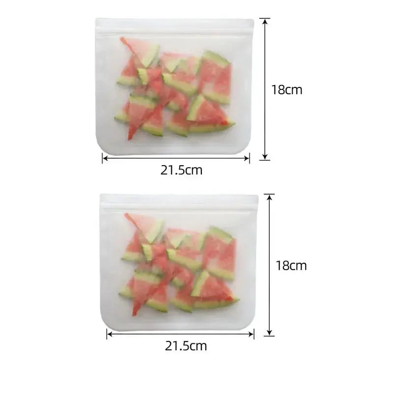 Silicone Food Storage Bags | Stand Up Zip | Leakproof Reusable | 1/2/3/4 Pcs