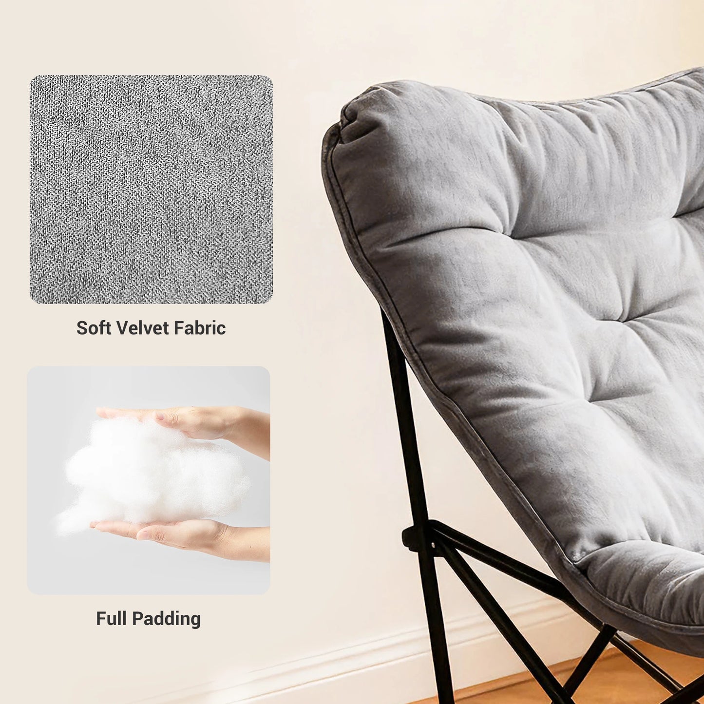 Butterfly Chair | Seat Width 27.5 Inches | Carbon Steel Frame