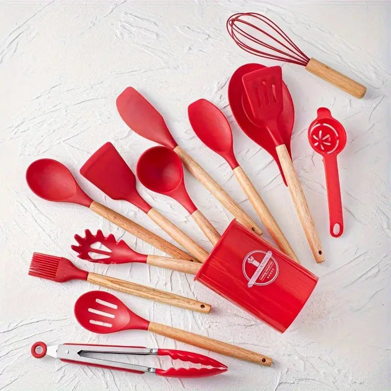 14pcs silicone utensil set with plastic holder from PriceLows™