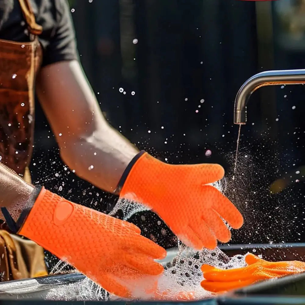 Silicone Oven Gloves | Extreme Heat Resistant | BBQ Grill Pit