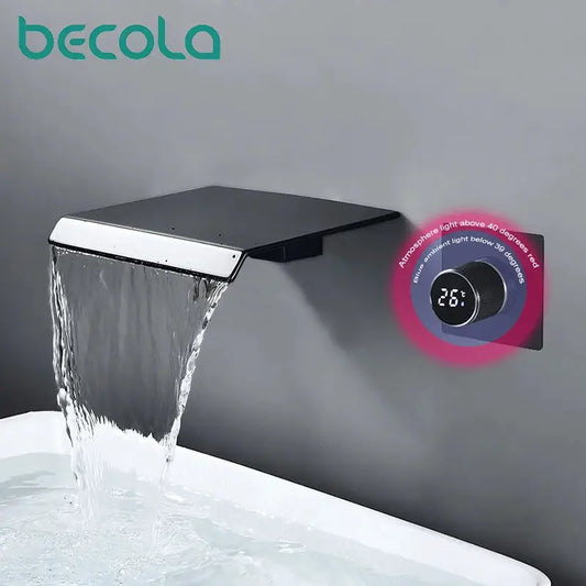 Bathroom Faucet | Led Digital Display | Black Brass | Two Hole from PriceLows™