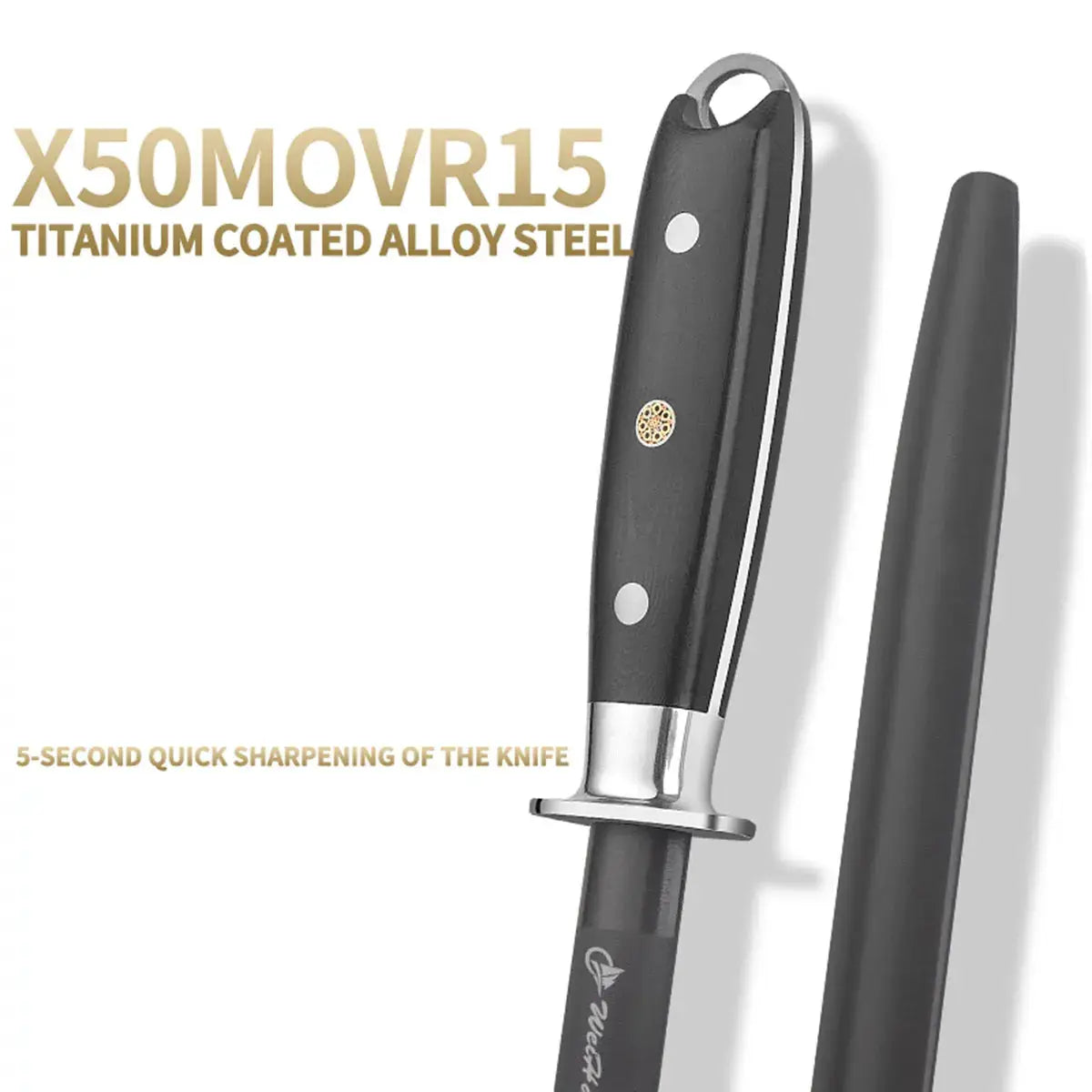 Knife Sharpening Rod | 17in Length | Diamond Coated Titanium Alloy | 17in