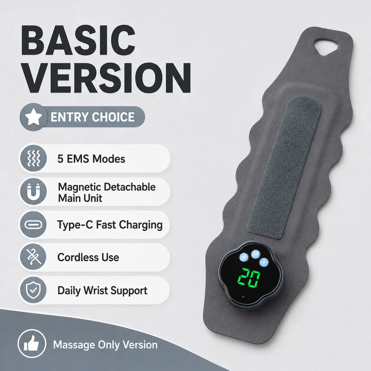 Cordless Wrist Massager | 3 Heat Levels | 5 Modes | Unisex