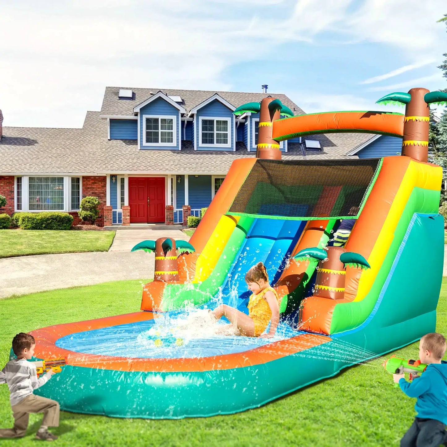 21ft Giant Commercial PVC Inflatable Water Slide Bounce House Pool With Blower commercial Children's playground water slide from PriceLows™