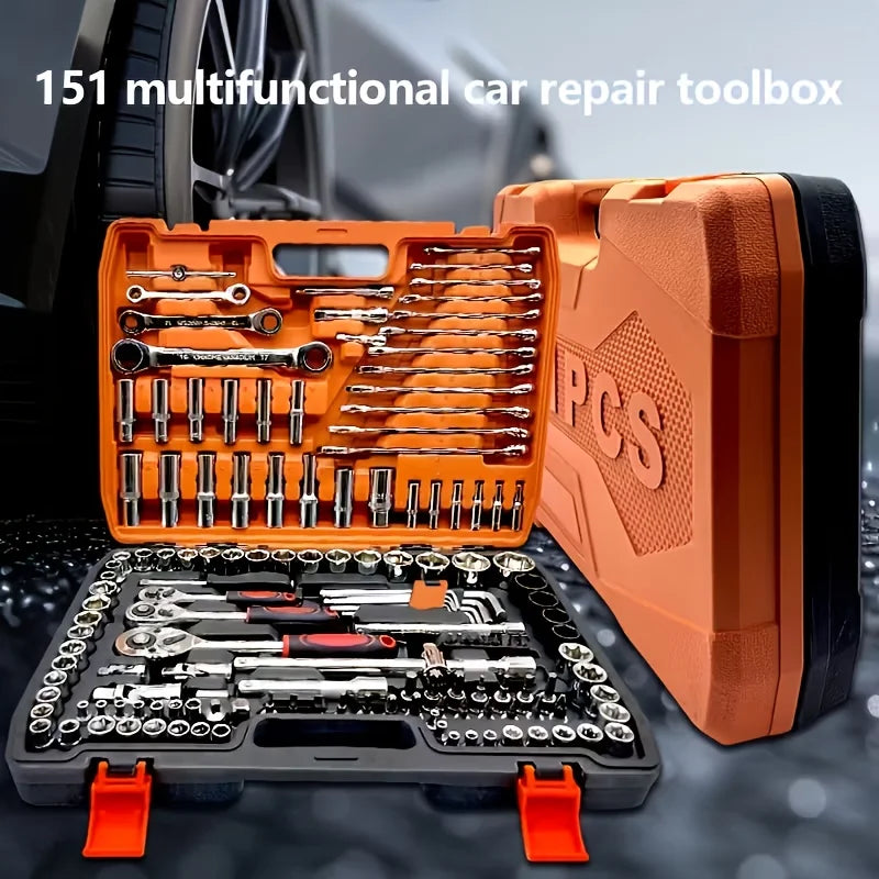 151/46-Piece Automotive Repair Tool Set — Ratchet Torque Wrench & Vehicle Emergency Tool Kit for motorcycle repair tools from PriceLows™