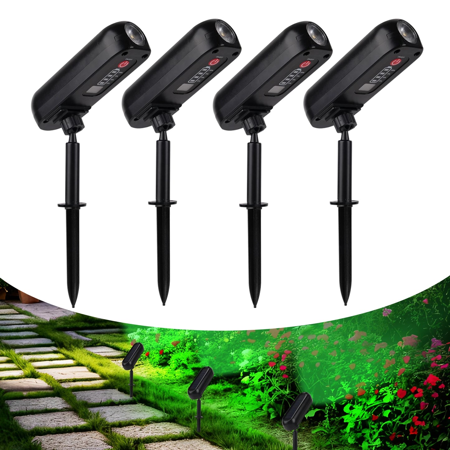 4PCS Solar LED Light Outdoor Solar Wall Light IP65 Green Garden Light Solar Spotlights Solar Uplights for Trees Pathway Yard from PriceLows™