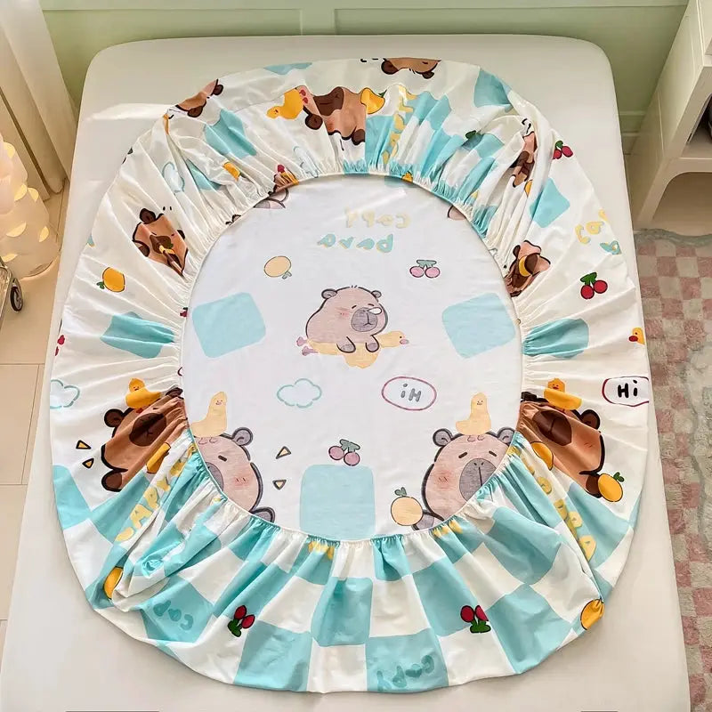 Cartoon Astronaut Fitted Sheet, Cute Astronaut with Rocket Bedding for Kids Boys,Cotton Outer Space Explorer Theme Bed Sheet from PriceLows™