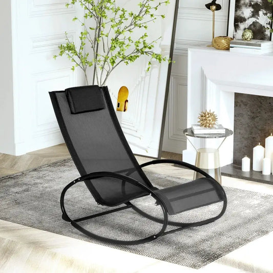 Patio Lounger Rocking Chair w/ Zero Gravity Seat Pillow Armrest from PriceLows™