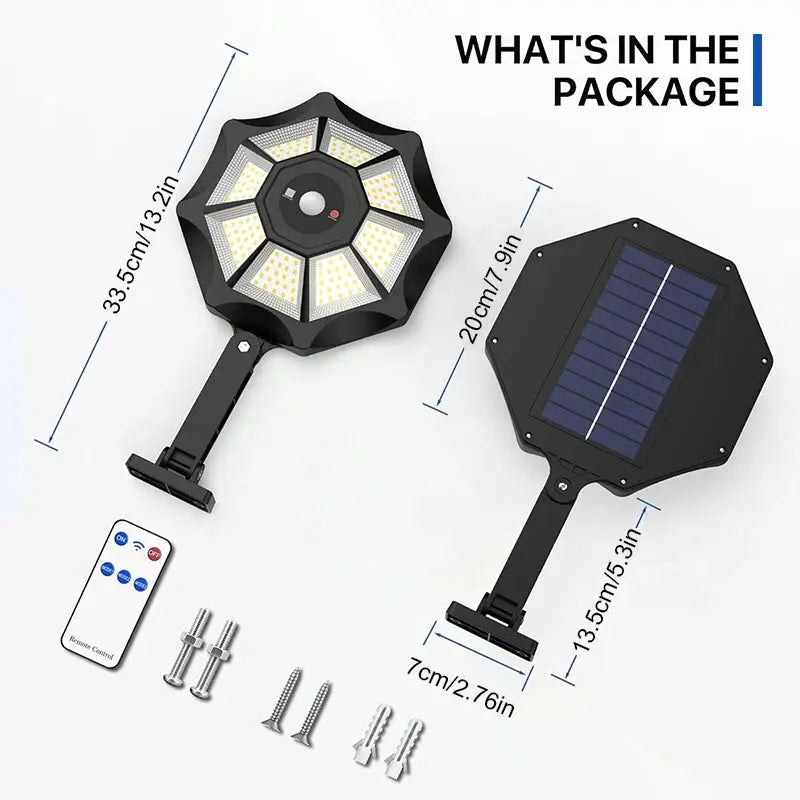 Solar Lights Outdoor 168LED 360° Adjustable Flood Light Dusk to Dawn 8 Sides Solar Outdoor Lights with Motion Sensor IP66 Waterproof Solar Street Lights Outdoor for Yard Pools from PriceLows™
