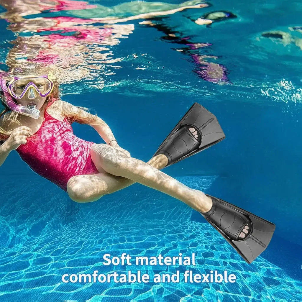 Silicone Fins Swim Training Snorkel Short Diving Flippers Frog Shoes Men Women Professional Breaststroke Freesnorkel Swimming from PriceLows™