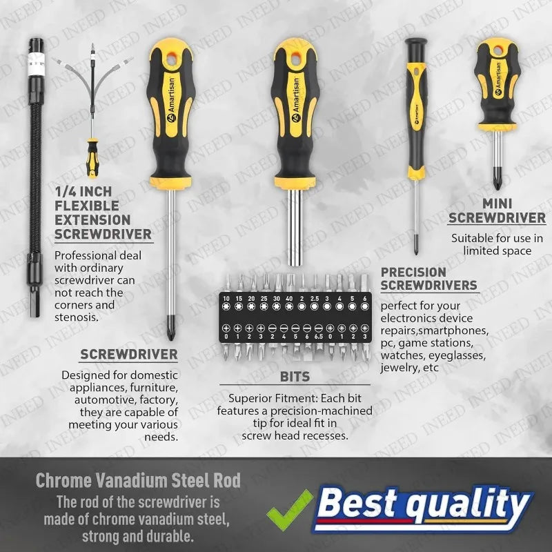 1 set of magnetic screwdrivers with a storage box 43pcs multi-functional screwdriver set a manual repair tool for home use from PriceLows™