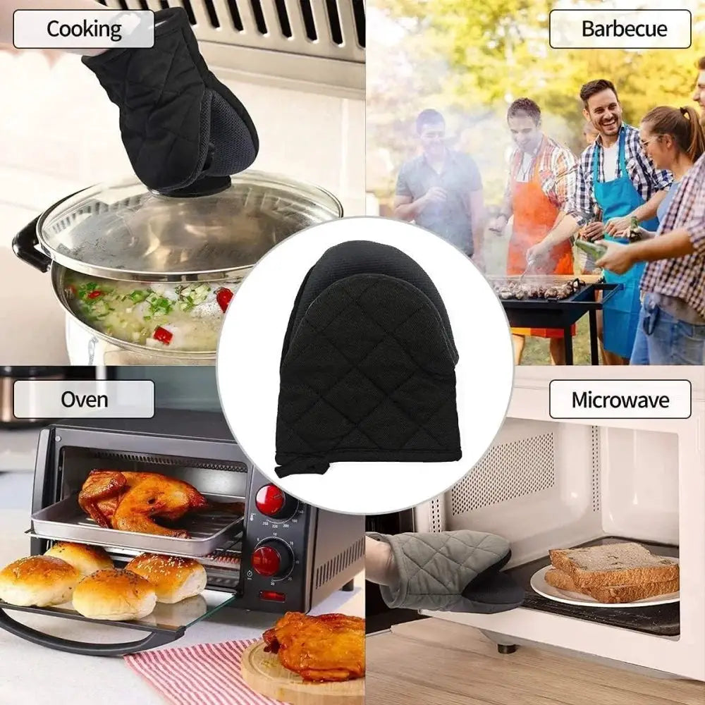 Oven Mitts | Heat Resistant 500F | Non Slip Grip | Short One Size