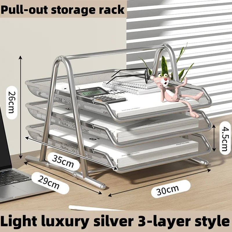 Metal Mesh File Tray | Four Layer | Drawer Type | Office Desk Use
