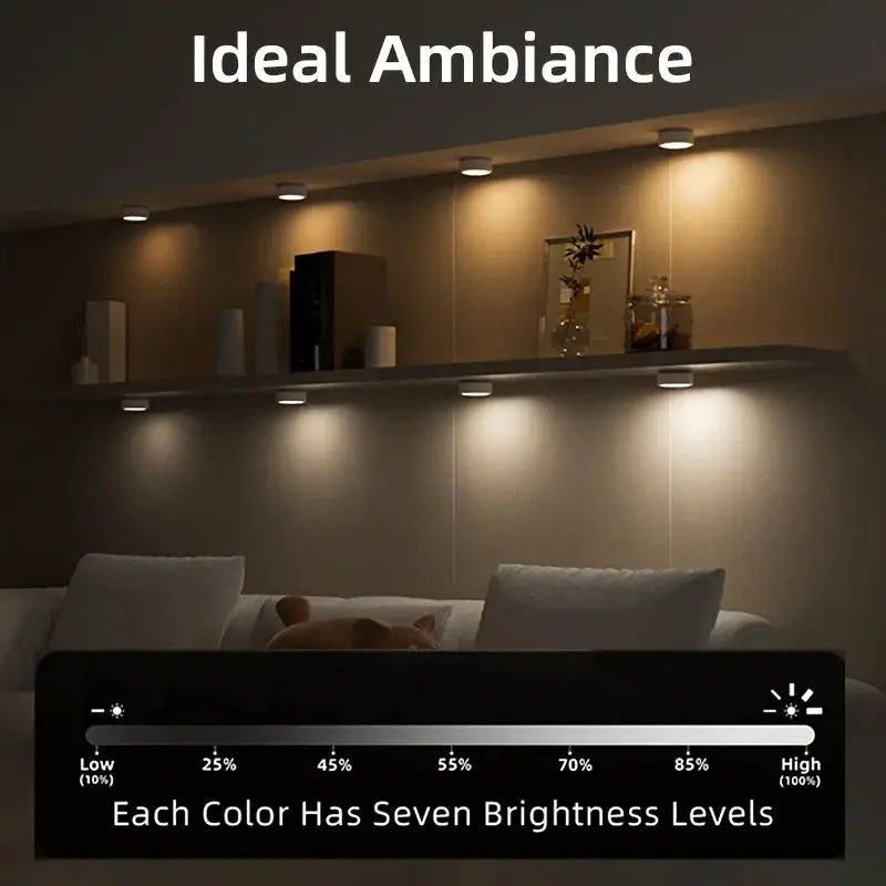 6-pack LED Cabinet Lights, Remote Control LED Push Light, 12 Color Modes, 1200 MAh Rechargeable Battery, For Hallway, Bathroom, from PriceLows™