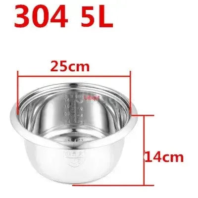 Rice Cooker Inner Pot | 304 Stainless Steel | Nonstick | Universal Fit